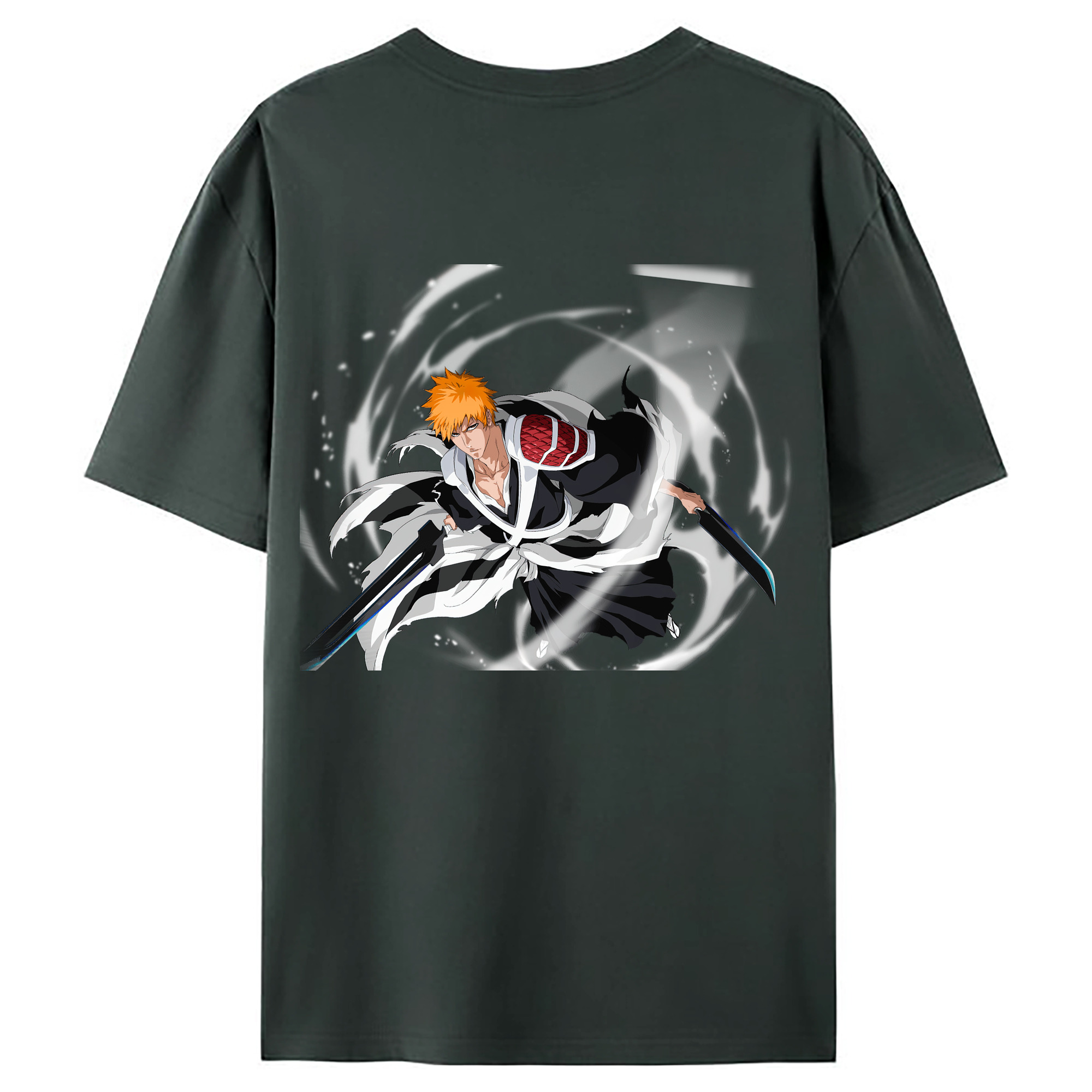 （画像用） ブリーチ 黒崎一護（くろさき いちご）BLEACH Kurosaki Ichigo 綿100％ メンズ半袖Tシャツ（バックプリント） 通気性